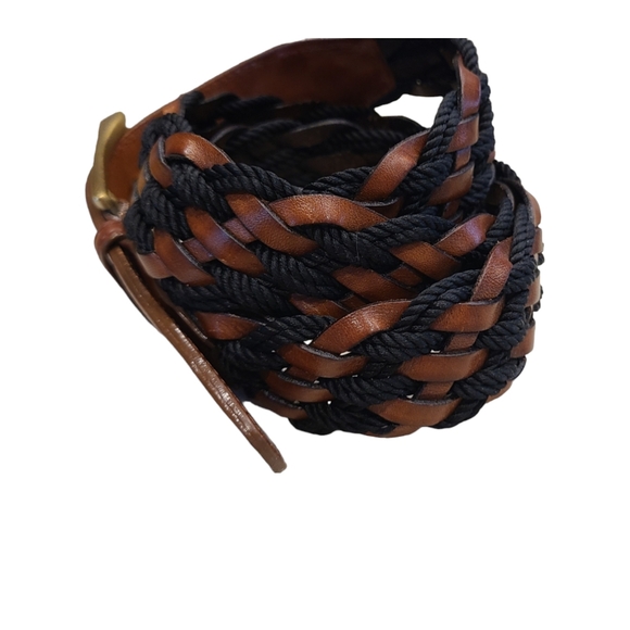 Black & Brown Bullock & Jones Braided Leather Belt Made In Italy Size 38 - Picture 6 of 14